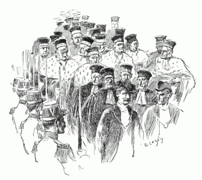 ANNUAL PROCESSION OF JUDGES, MAGISTRATES, ETC., ON THE OCCASION OF THE GRAND MASS, HELD AT THE BEGINNING OF THE JUDICIARY SEASON, IN THE SAINTE-CHAPELLE. After a drawing by E. Lovy.