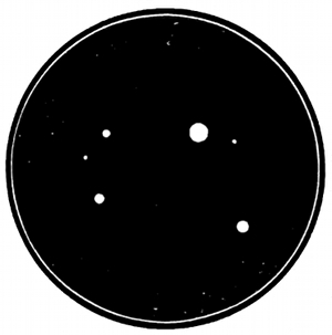 Fig. 56.

The trapezium, θ Orionis, in the
nebula of Orion. (Herschel.)