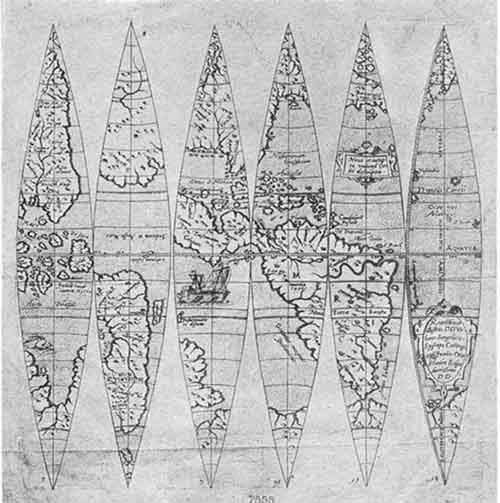 Terrestrial Globe Gores by Johannes
Oterschaden, ca. 1675.