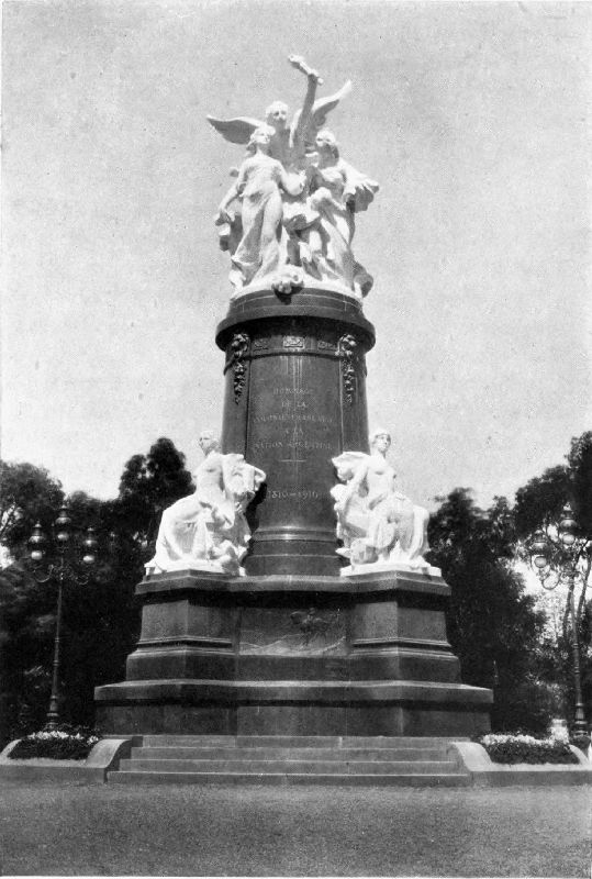 STATUE PRESENTED TO ARGENTINA BY THE FRENCH COMMUNITY
      ON THE OCCASION OF THE CENTENARY OF INDEPENDENCE.