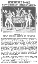 An Anderson poster, exposing “Barney” Eagle’s tricks.
Only bill of this sort in existence. From the Harry Houdini Collection.