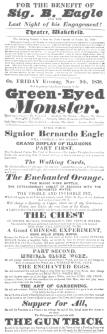 A “Barney” Eagle poster on which the obedient-card trick
is featured as “The Walking Cards.” From the Harry Houdini Collection.