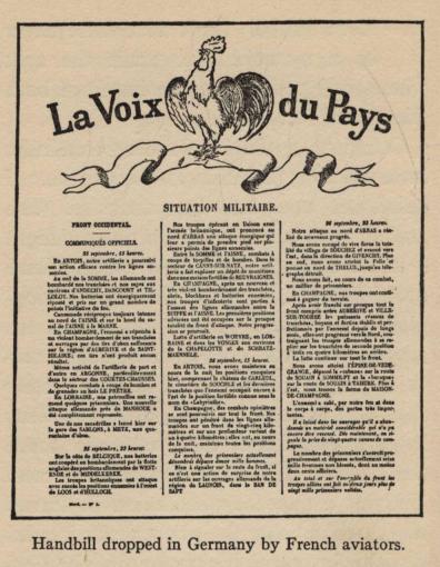 Handbill dropped in Germany by French aviators.