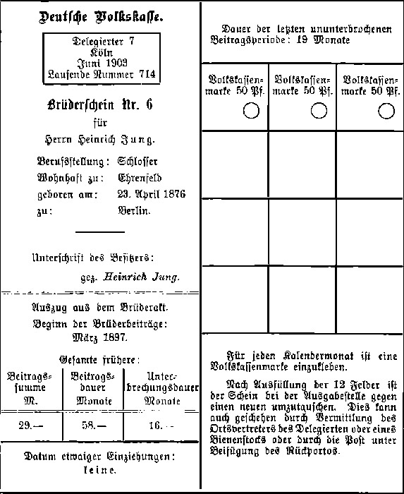 Muster eines Brderscheins