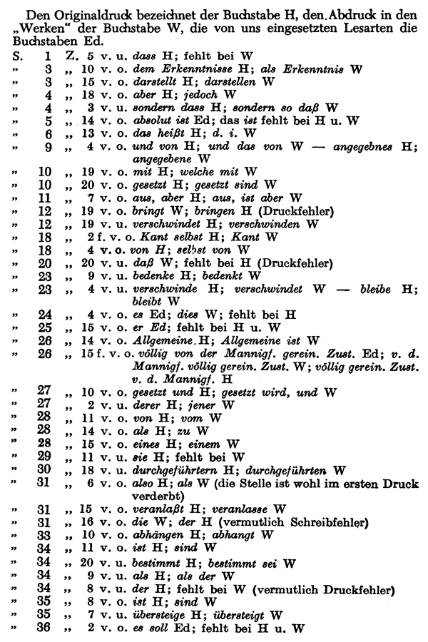 Verzeichnis der Lesarten