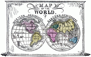 Projection map Western and Eastern Hemispheres.