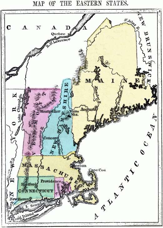 Flat map of the Eastern United States.