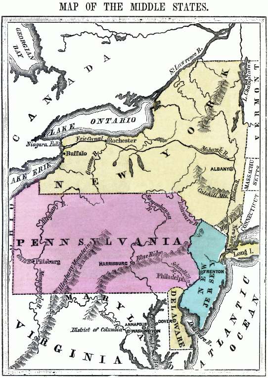 Flat map of the Middle United States.