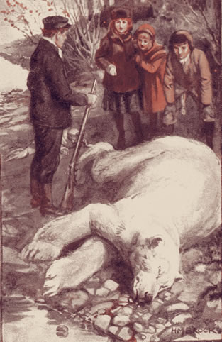 THEY FOUND TOM AT THE LAKE-SIDE, STANDING OVER A HUGE DEAD BEAR.