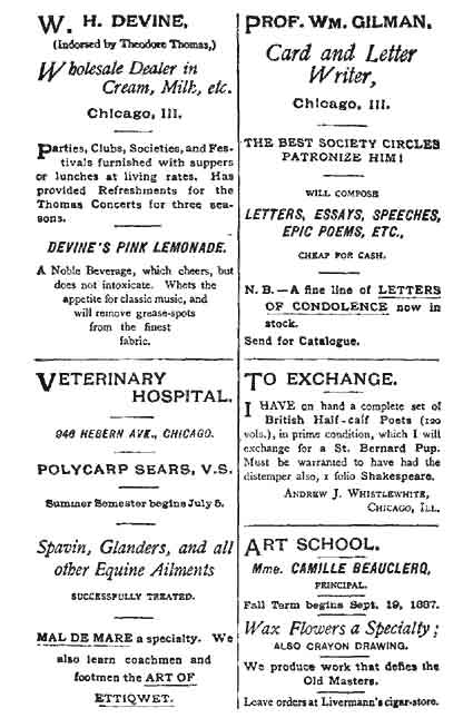 PAGE OF ADVERTISEMENTS FROM "CULTURE'S GARLAND."