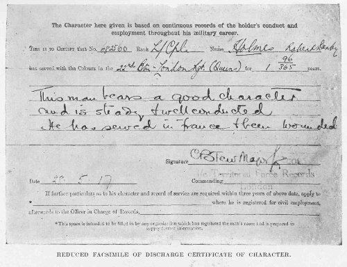 Reduced Facsimile of Discharge Certificate Of Character.