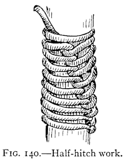 Illustration: FIG. 140.—Half-hitch work.