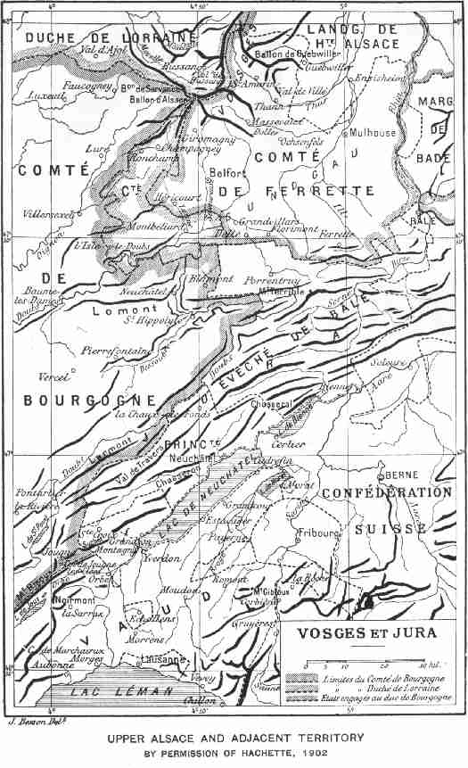 MAP OF ALSACE AND ADJACENT TERRITORIES