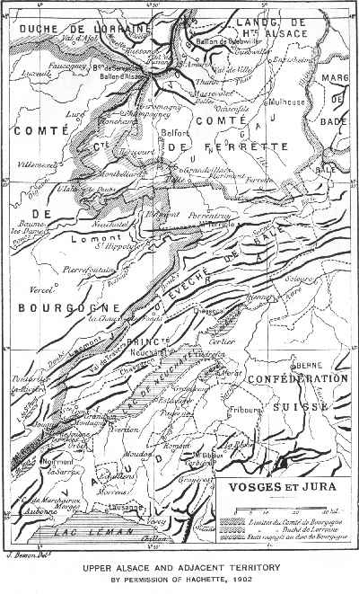 MAP OF ALSACE AND ADJACENT TERRITORIES