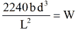 Equation: 2240 bd^3 / L^2 = W