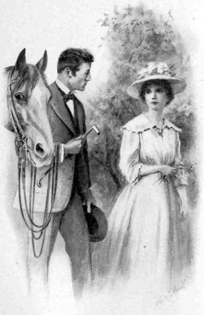 "Holding Bendigo's bridle, he had walked with her to the Harlow residence."  Page 43.