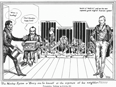 An Old Cartoon Ridiculing Clay's Tariff and Internal Improvement Program