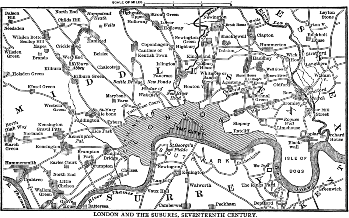 LONDON AND THE SUBURBS, SEVENTEENTH CENTURY.