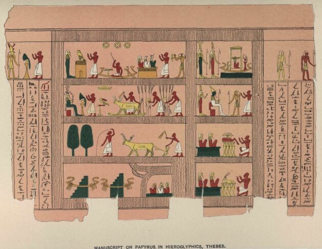 056bth (69K) Manuscript on Papyrus; Hieroglyphics, Thebes