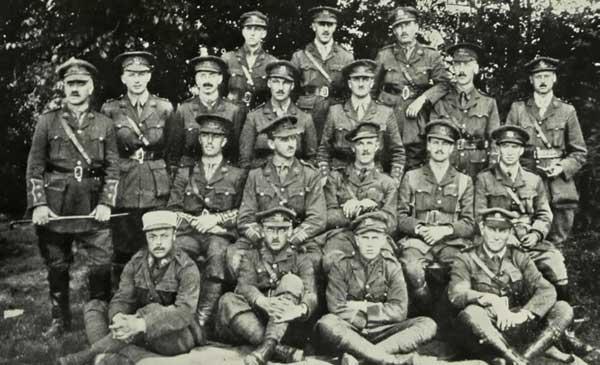 Lt.-Col. J.B.O. Trimble, D.S.O., M.C., with the Officers, Marqueffles Farm, June, 1917.