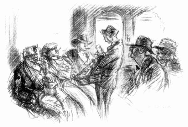 A shaggy, unshaven, rawboned man, gray-haired and collarless, sat near the window and uttered convincing imitations of the sounds made by chickens, roosters, pigs, goats and crows