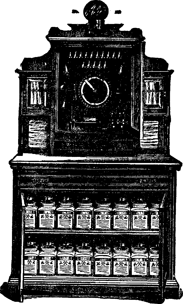 Illustration: Fig. 4. Our large 40 cell Galvano-Faradic Battery with Switch-board.