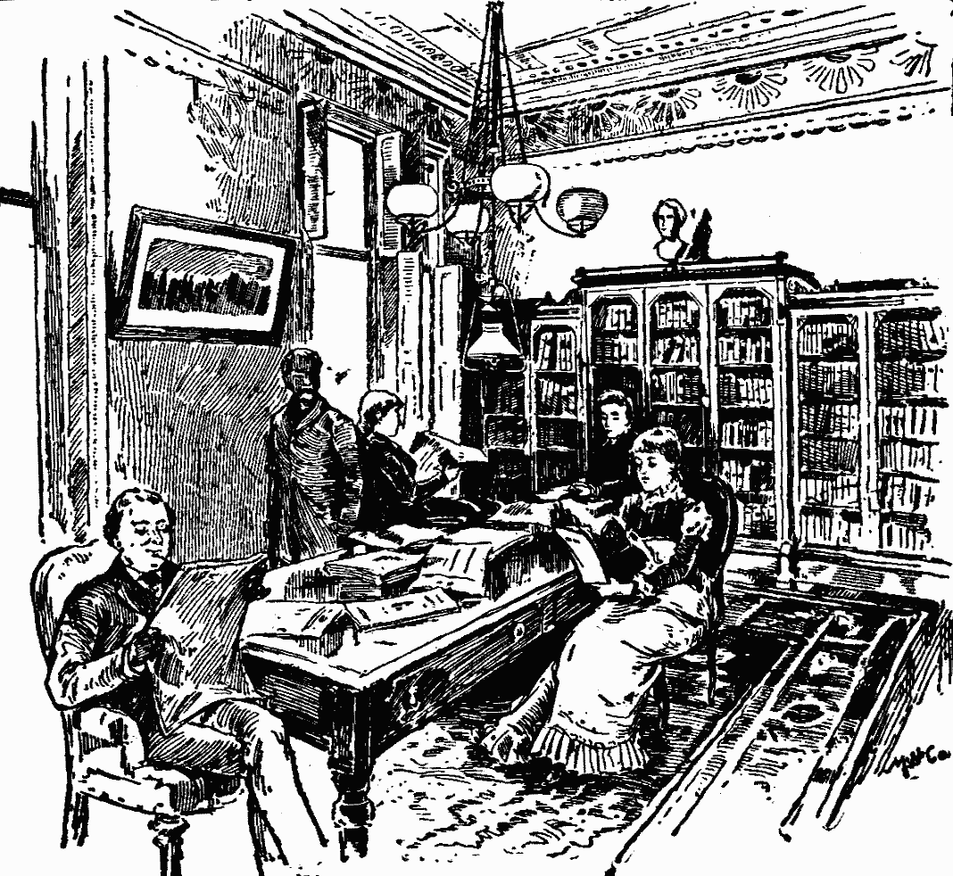 Illustration: Library and Reading-room—Invalids' Hotel and Surgical Institute.