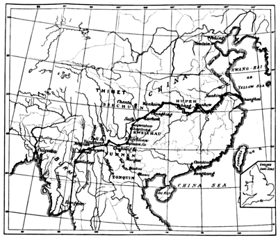 Rough Sketch-Map of China and Burma showing Author's Route from Shanghai to Rangoon.