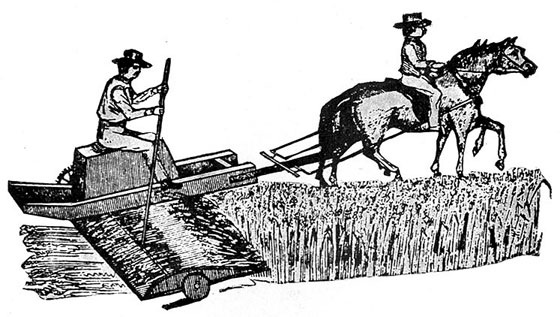 Hussey's Rear-Delivery Reaper. (From "Who Invented the Reaper?" by R. B. Swift.)