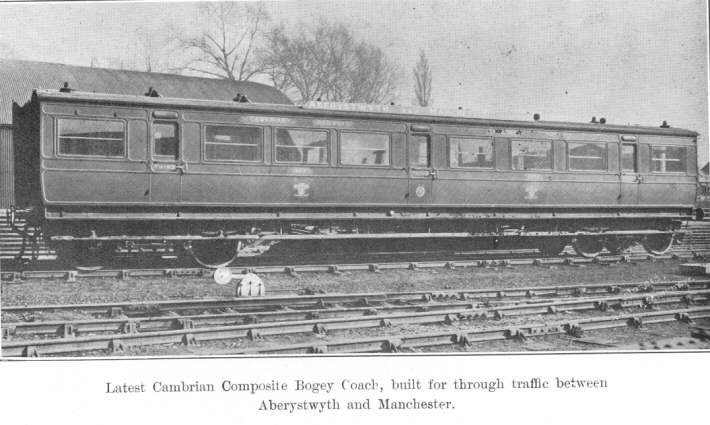 Latest Cambrian Composite Bogey Coach, built for through traffic between Aberystwyth and Manchester