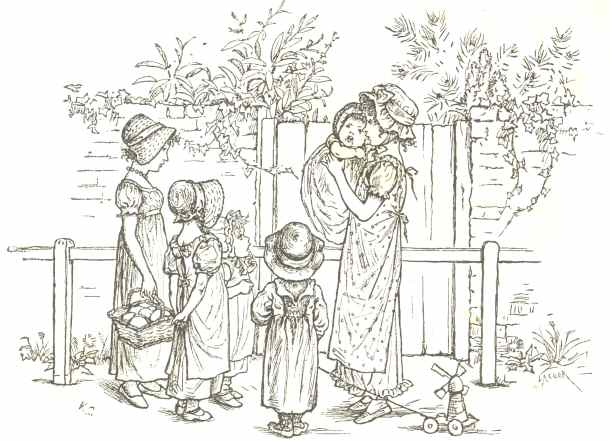 Group of Children.  Drawn by Kate Greenaway; engraved by O. Lacour