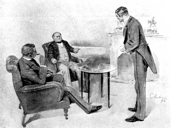 "WAITER, TAKE THIS GENTLEMAN'S ORDER. YOU YOUNG FELLOWS CANNOT SMOKE WITHOUT DRINKING, NOWADAYS—HORRID BAD HABIT. WAITER, BRING ME THE SAME."