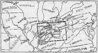 THE CITIES AND TOWNS INCLOSED BY THE HEAVY BLACK DOTTED LINES WERE THE CHIEF SUFFERERS BY THE SWEEP OF WATERS