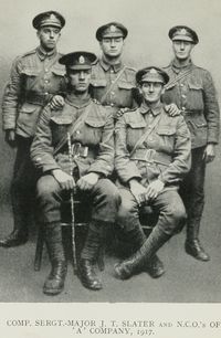 Comp. Sergt.-major J. T. Slater And N.C.O.'s Of 'A' Company, 1917.