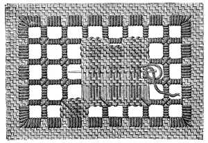 FIG. 107. DARNING IN THE THREADS. (Explanation of fig. 109).