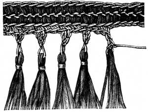 FIG. 457. FRINGE MADE WITH LACET OR SOUTACHE (BRAID).