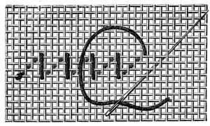 FIG. 857. TRIANGULAR TURKISH STITCH WORKED HORIZONTALLY. FIRST JOURNEY.