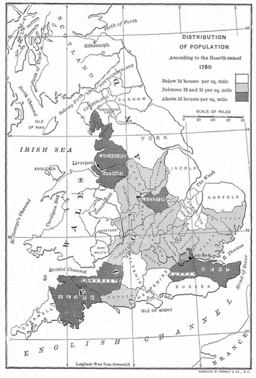 Distribution Of Population According To The Hearth-Tax Of 1750.