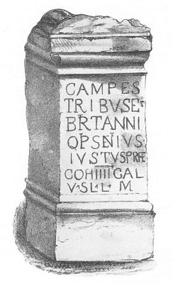 Altar dedicated to the field deities of Britain, found at Castle Hill on the wall of Antoninus Pius