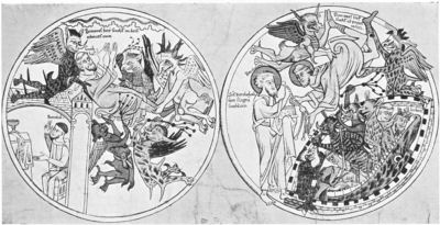 A scene from the Anglo-Saxon life of St. Guthlac by Felix of Crowland, depicting the attack of the demons