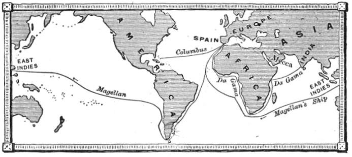 Map Showing how Columbus Discovered America