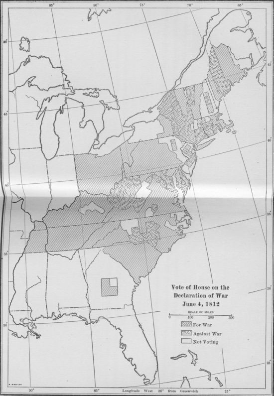 Vote of House on the Declaration of War June 4, 1812