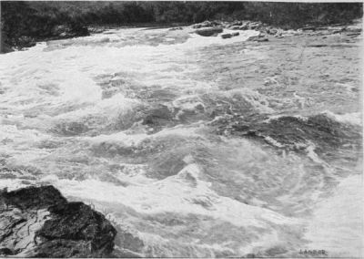 Terrifying Rapid shot by Author and his Men in their Canoe.