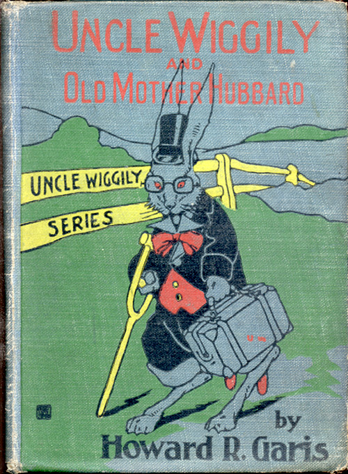 A rabbit gentlemen with a crutch carries a valise.