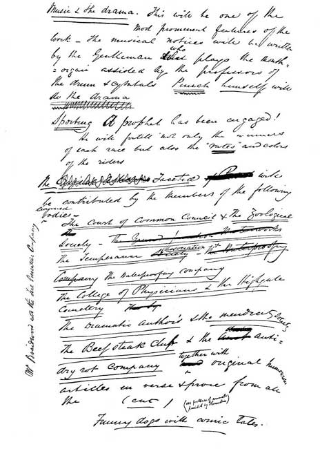 DRAFT OF THE PUNCH PROSPECTUS, IN MARK LEMON'S HANDWRITING