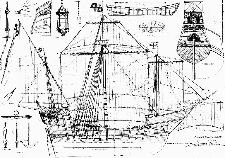 Nao Santa María PLANO DE VELAMEN