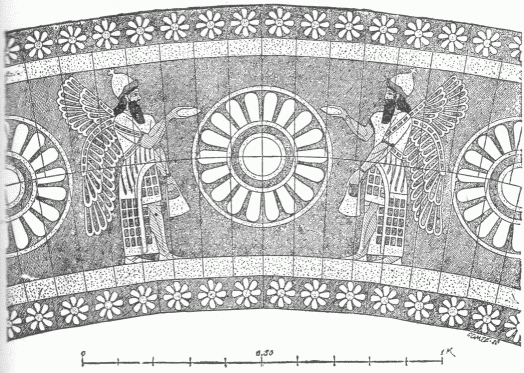 25.—SECTION OF ORNAMENTAL DOORWAY (ENAMELLED BRICK OR TILES). KHORSABAD. (Perrot and Chipiez.)