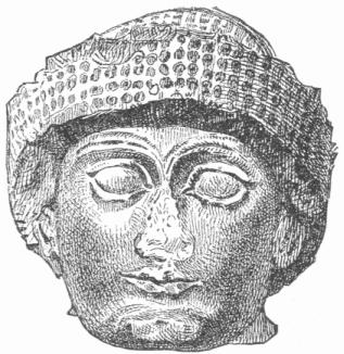 44.—HEAD OF ANCIENT CHALDEAN. FROM TELL-LOH (SIR-GULLA). SARZEC COLLECTION. (Perrot and Chipiez.)