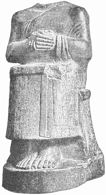 59.—STATUE OF GUDÊA, WITH INSCRIPTION; FROM TELL-LOH, (SIR-BURLA OR SIR-GULLA). SARZEC COLLECTION. (Hommel).