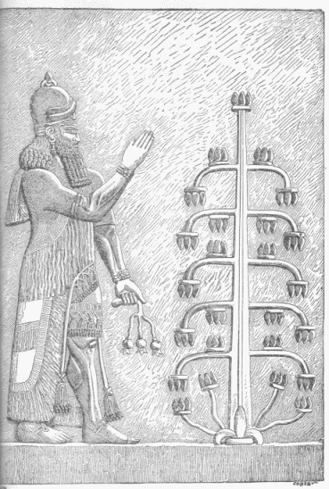 65.—SARGON OF ASSYRIA BEFORE THE SACRED TREE. (Perrot and Chipiez.)